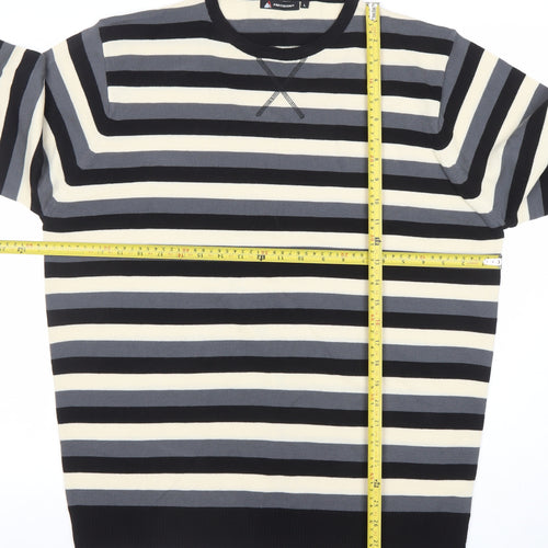 Precision Mens Multicoloured Striped Crew Neck Acrylic Jumper L