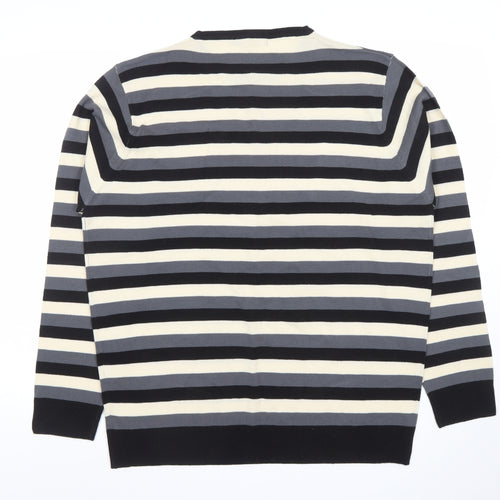 Precision Mens Multicoloured Striped Crew Neck Acrylic Jumper L