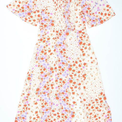 Influence Women’s Multicoloured Floral Midi Fit & Flare Puff Sleeve Dress Size 8