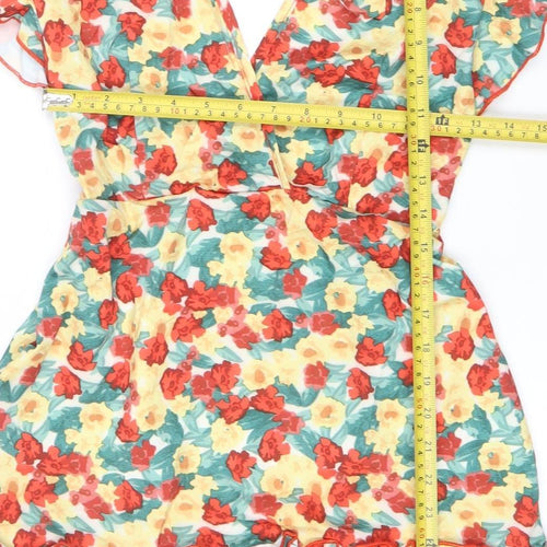 Rebellious Womens Multicoloured Floral Wrap Dress Size 8 Summer Ruffle
