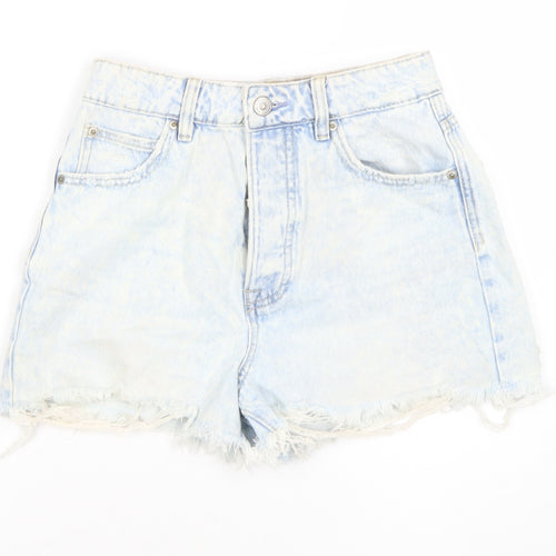 Stradivarius Womens Blue Size 6 High Rise Cut-Off Denim Shorts