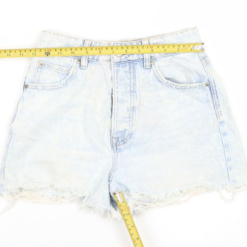 Stradivarius Womens Blue Size 6 High Rise Cut-Off Denim Shorts