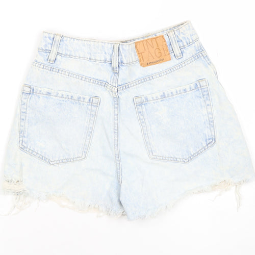 Stradivarius Womens Blue Size 6 High Rise Cut-Off Denim Shorts