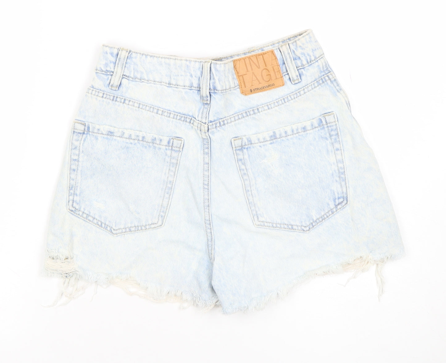 Stradivarius Womens Blue Size 6 High Rise Cut-Off Denim Shorts