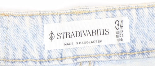 Stradivarius Womens Blue Size 6 High Rise Cut-Off Denim Shorts