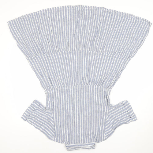 Primark Womens Blue Striped Shirt Dress Size 8 Midi Cotton Blend