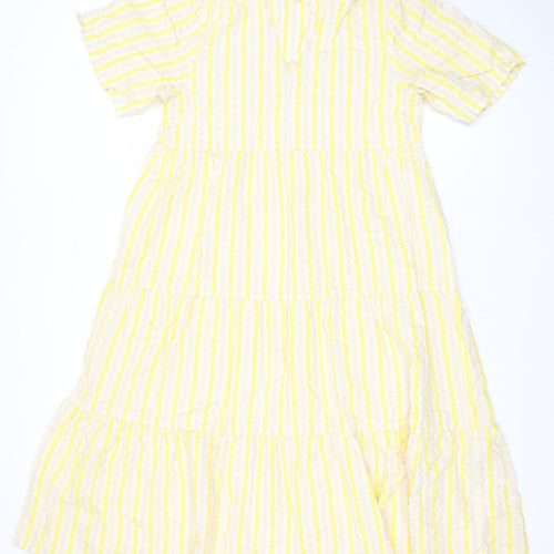 Part Two Women's Yellow Striped Cotton A-Line Midi Dress Size 6