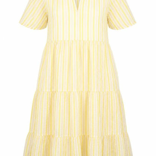 Part Two Women's Yellow Striped Cotton A-Line Midi Dress Size 6