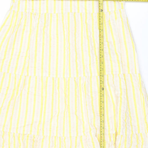 Part Two Women's Yellow Striped Cotton A-Line Midi Dress Size 6