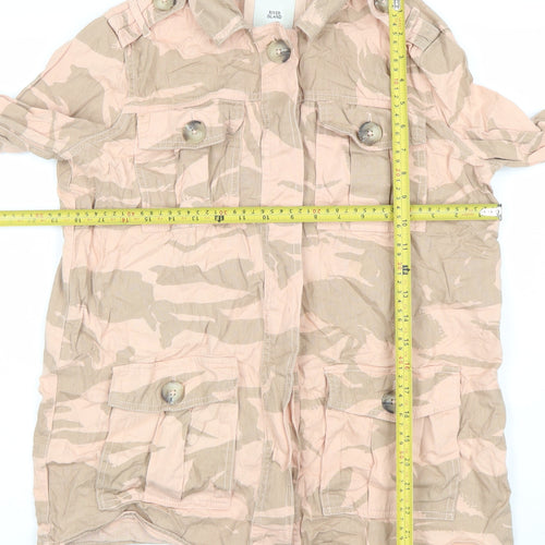 River Island Womens Beige Camo Military Jacket Size S Cotton Casual