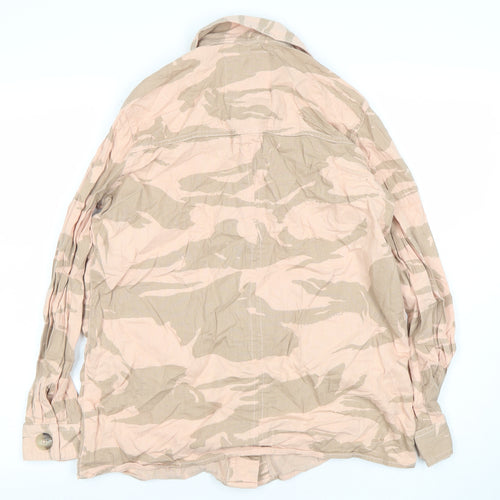 River Island Womens Beige Camo Military Jacket Size S Cotton Casual