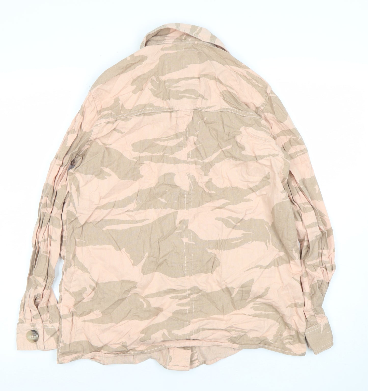 River Island Womens Beige Camo Military Jacket Size S Cotton Casual
