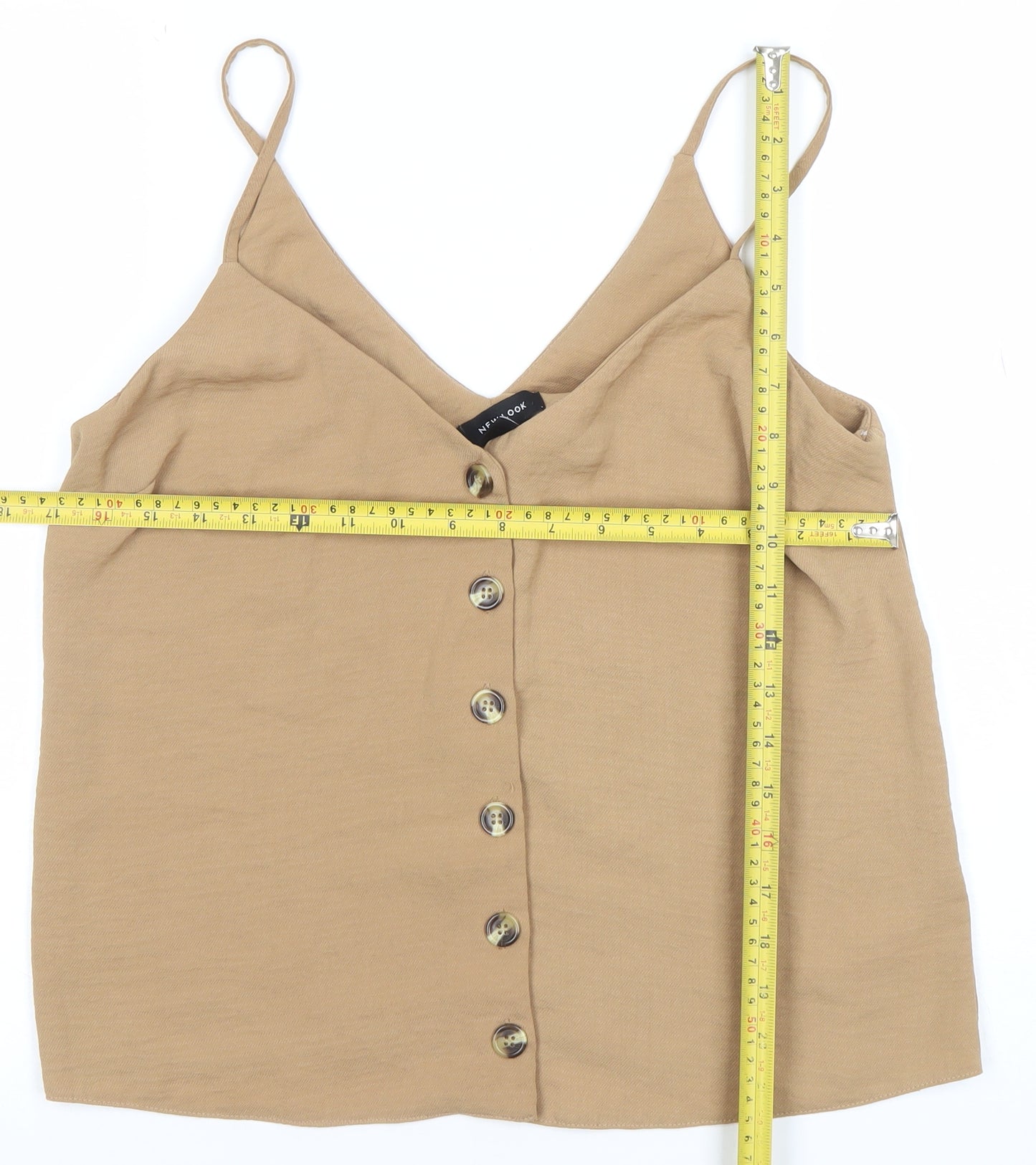 New Look Women’s Brown Button Front Camisole Tank Top Size 12