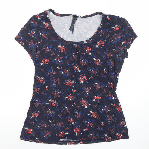Street One Women’s Multicoloured Floral Short Sleeve Cotton Modal Scoop Neck T-Shirt Size M
