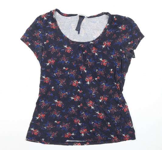 Street One Women’s Multicoloured Floral Short Sleeve Cotton Modal Scoop Neck T-Shirt Size M