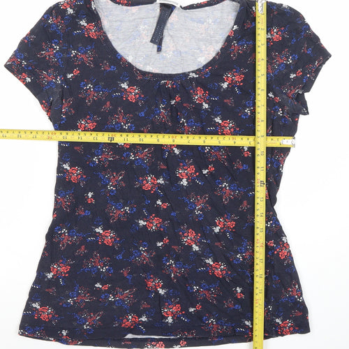 Street One Women’s Multicoloured Floral Short Sleeve Cotton Modal Scoop Neck T-Shirt Size M