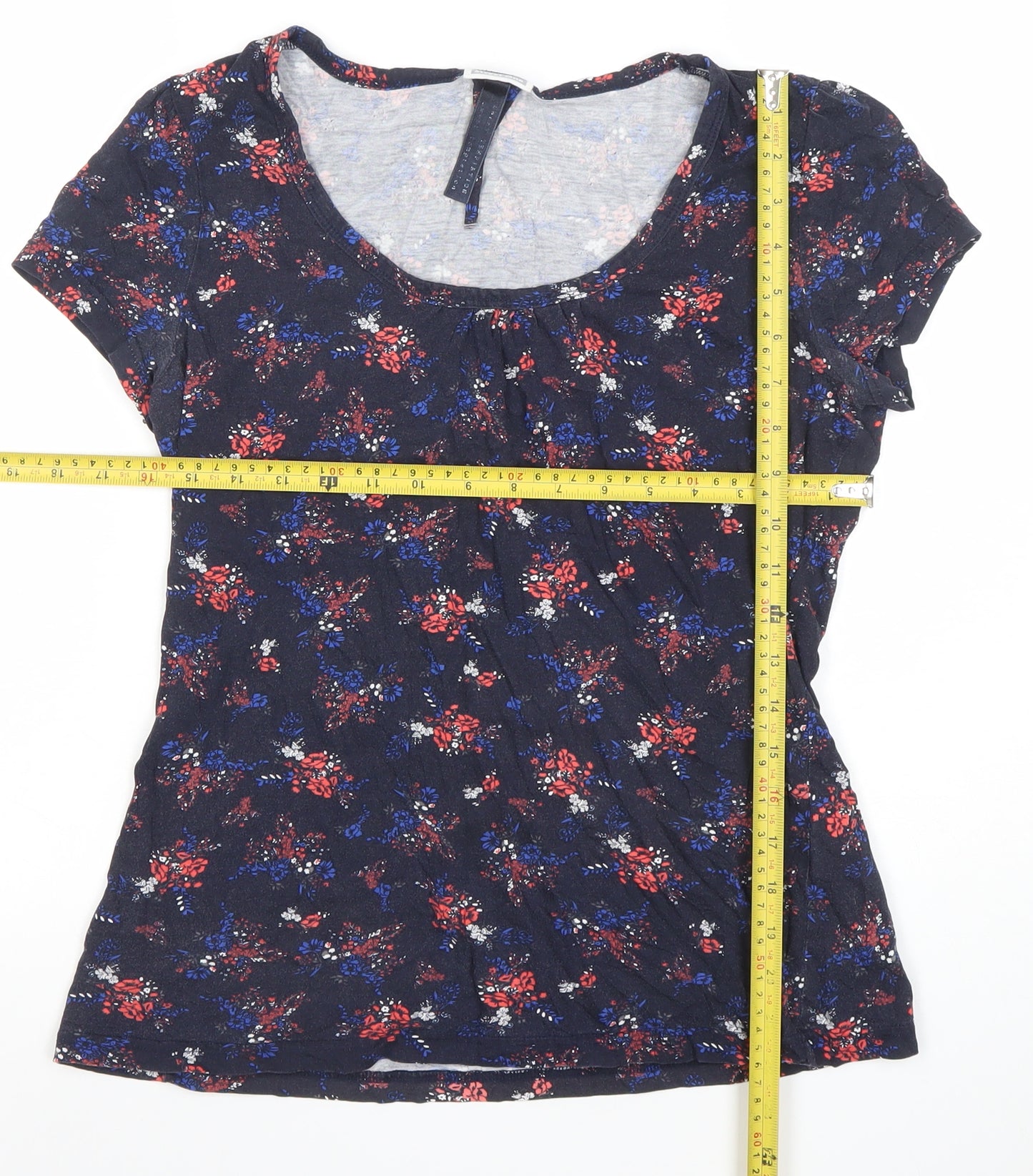 Street One Women’s Multicoloured Floral Short Sleeve Cotton Modal Scoop Neck T-Shirt Size M