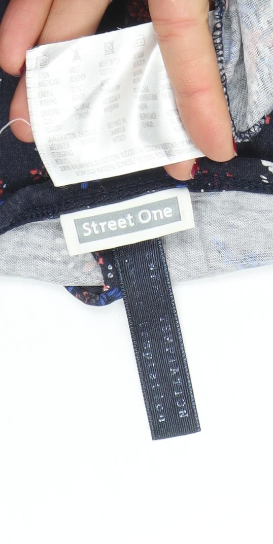 Street One Women’s Multicoloured Floral Short Sleeve Cotton Modal Scoop Neck T-Shirt Size M