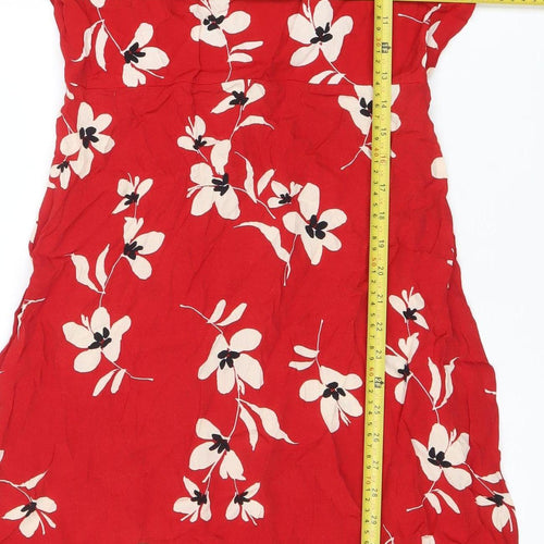 New Look Petite Red Floral A-Line Long Sleeve Women's Dress UK 10