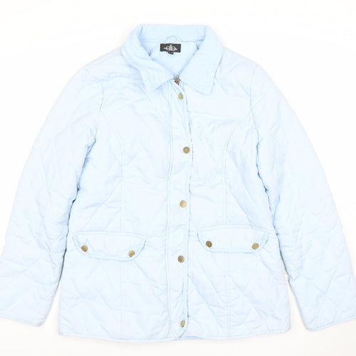 David Barry Women's Blue Quilted Mid-Length Jacket Size 14