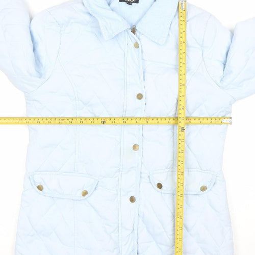 David Barry Women's Blue Quilted Mid-Length Jacket Size 14