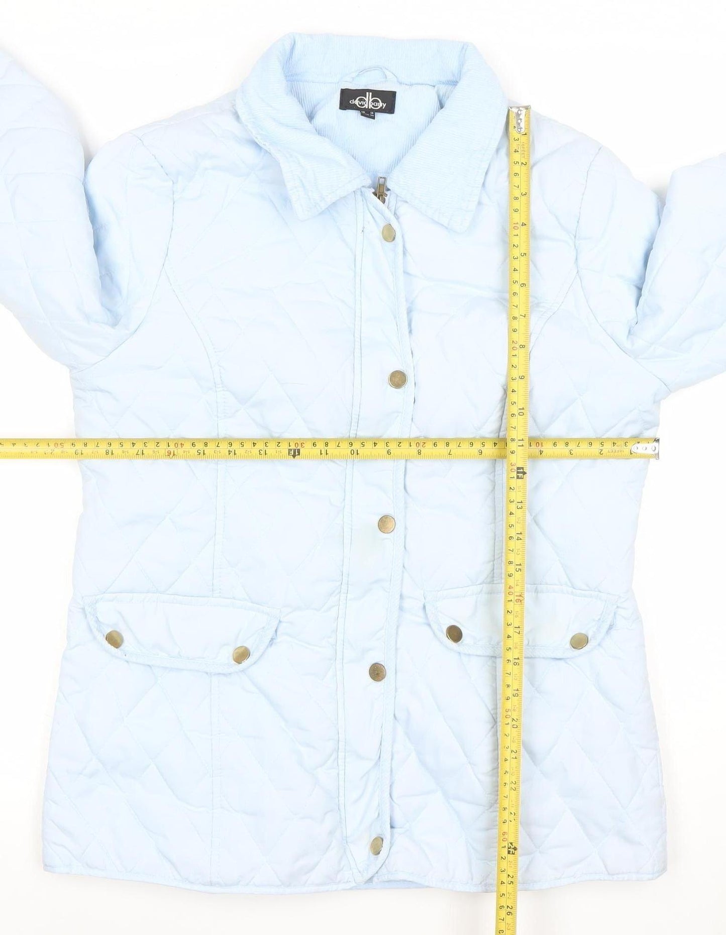 David Barry Women's Blue Quilted Mid-Length Jacket Size 14