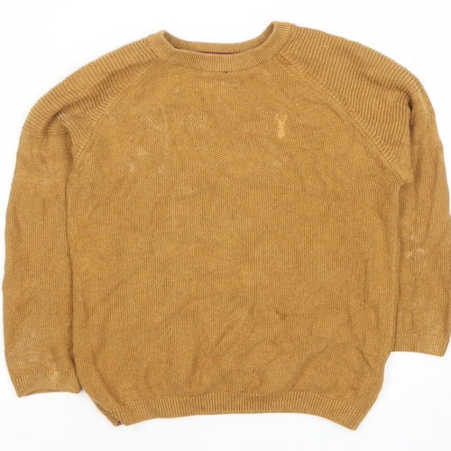 Next Boys Brown Cotton Crew Neck Jumper 7 Years Casual Knitwear