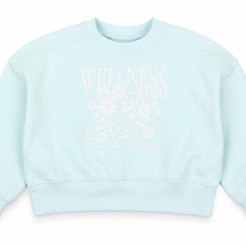 Dunnes Girls Blue Wellness Floral Graphic Pullover Sweatshirt 3-4 Years
