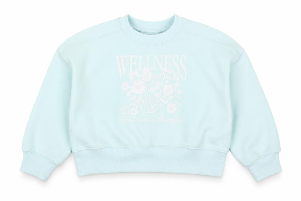 Dunnes Girls Blue Wellness Floral Graphic Pullover Sweatshirt 3-4 Years