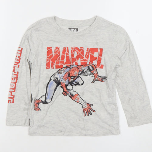 Marvel Boys Grey Spider-Man Long Sleeve T-Shirt 4 Years Cotton Blend