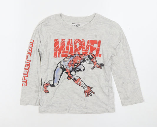 Marvel Boys Grey Spider-Man Long Sleeve T-Shirt 4 Years Cotton Blend