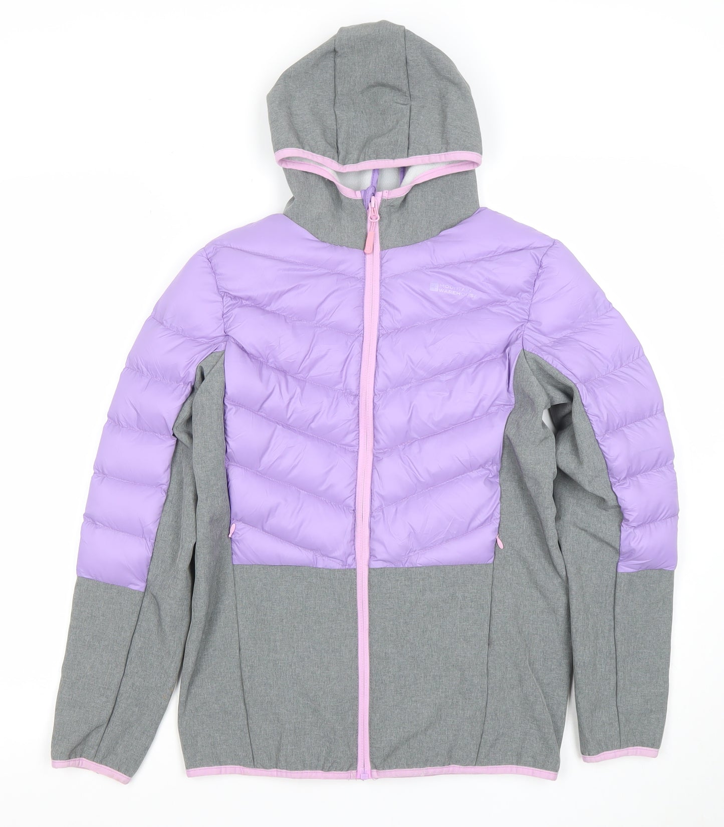 Mountain Warehouse Girls Purple Puffer Jacket 13 Years Hooded Water Resistant Coat