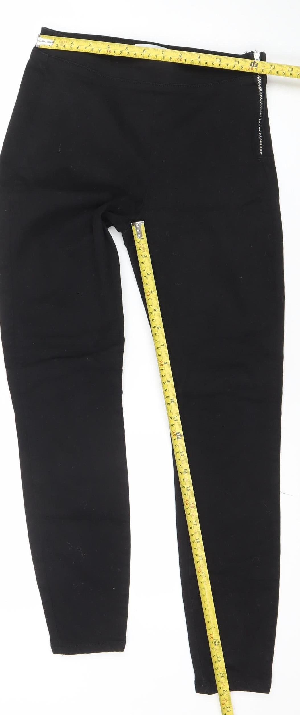 Savida Women's Black Skinny Stretch Jeans Size 6 Zip Hem