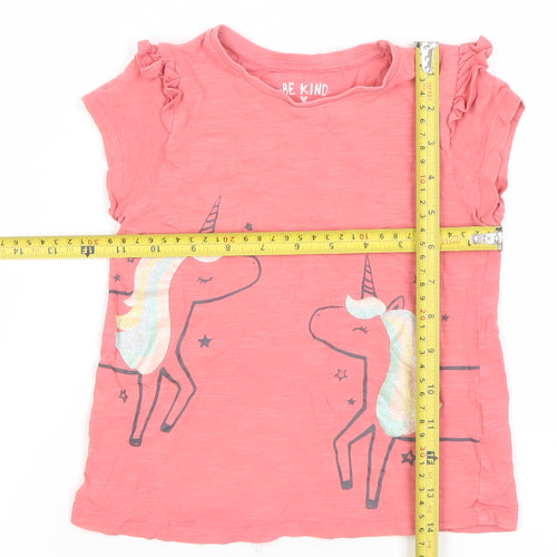 F&F Girls Pink Unicorn Graphic Short Sleeve Cotton T-Shirt 3-4 Years