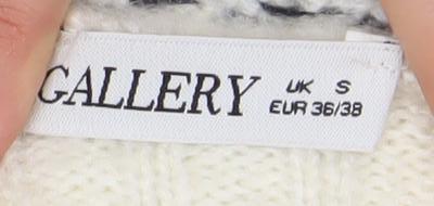 Callery Women's Ivory Striped Wool Alpaca Crew Neck Jumper Size S