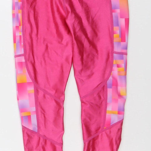 Dunnes Stores Girls Pink Geometric Ankle Leggings 5-6 Years Activewear