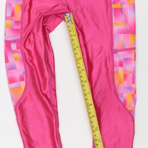 Dunnes Stores Girls Pink Geometric Ankle Leggings 5-6 Years Activewear