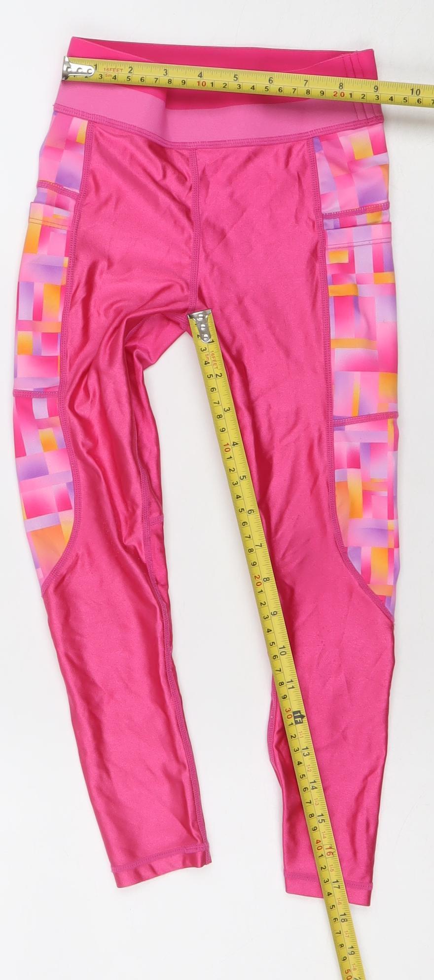 Dunnes Stores Girls Pink Geometric Ankle Leggings 5-6 Years Activewear