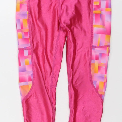 Dunnes Stores Girls Pink Geometric Ankle Leggings 5-6 Years Activewear