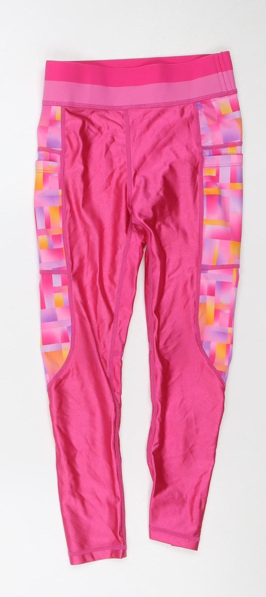 Dunnes Stores Girls Pink Geometric Ankle Leggings 5-6 Years Activewear
