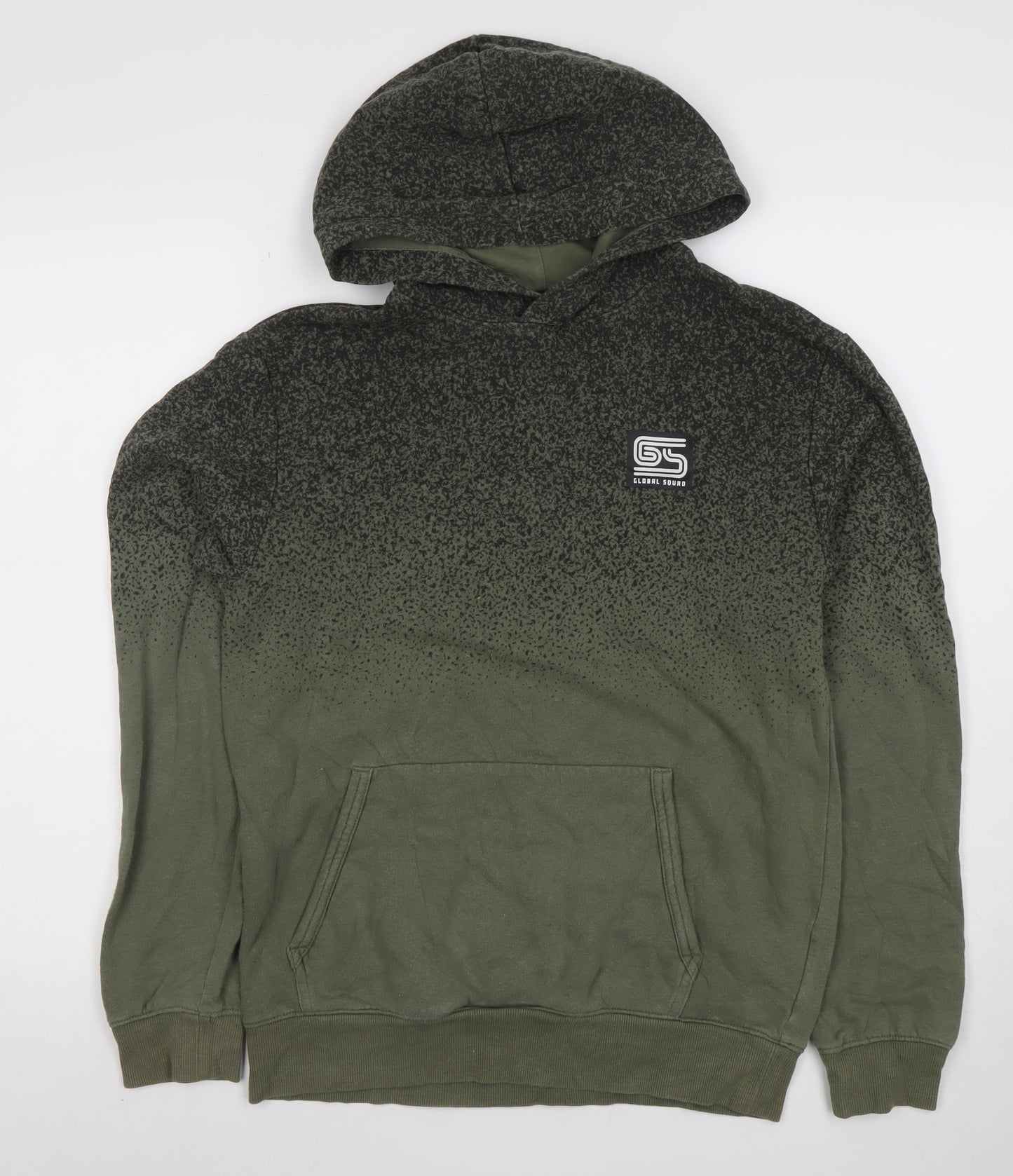 H&M Boys Green Ombre Pullover Hoodie 13-14 Years Cotton Blend Casual
