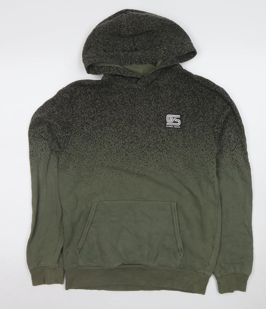 H&M Boys Green Ombre Pullover Hoodie 13-14 Years Cotton Blend Casual