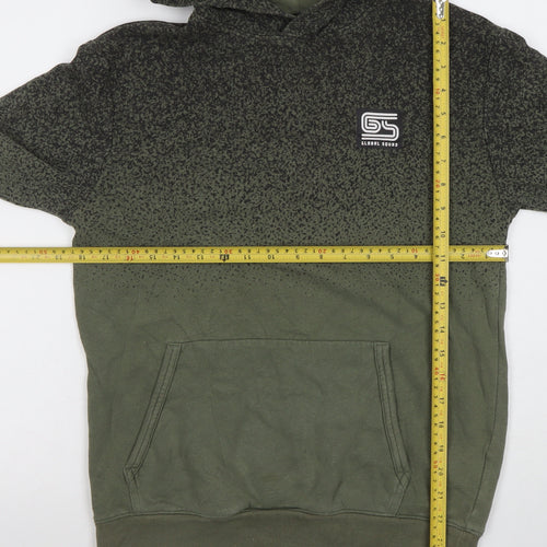 H&M Boys Green Ombre Pullover Hoodie 13-14 Years Cotton Blend Casual
