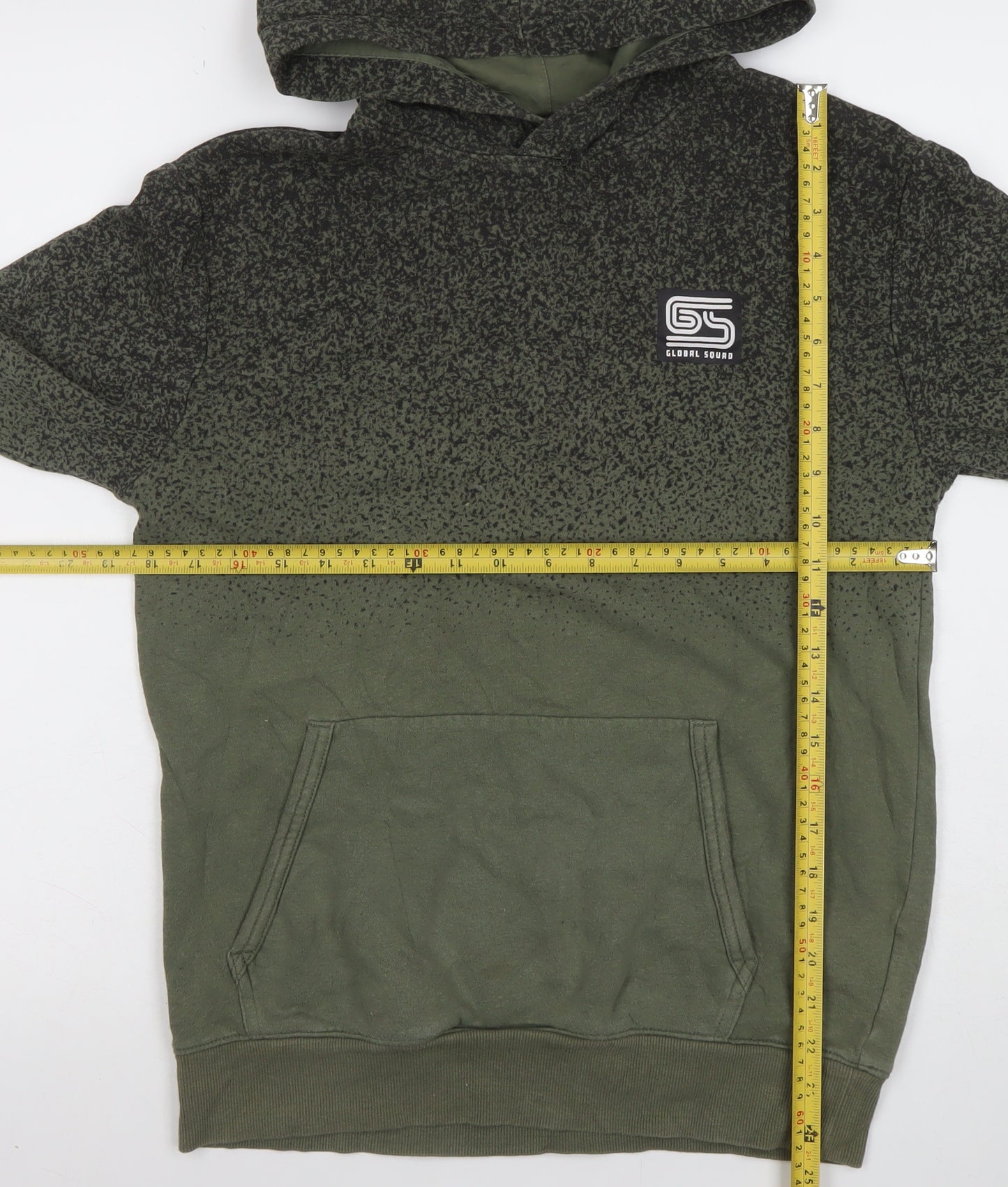 H&M Boys Green Ombre Pullover Hoodie 13-14 Years Cotton Blend Casual