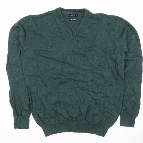 Dunnes Men Green Cotton V-Neck Jumper Size S Regular Fit
