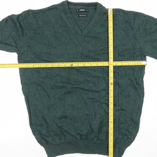 Dunnes Men Green Cotton V-Neck Jumper Size S Regular Fit
