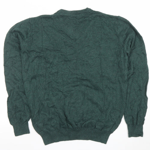 Dunnes Men Green Cotton V-Neck Jumper Size S Regular Fit