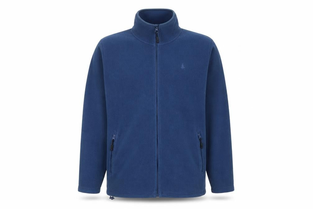 Front view of Rainforest Men's Blue Fleece Full Zip Jacket, size L