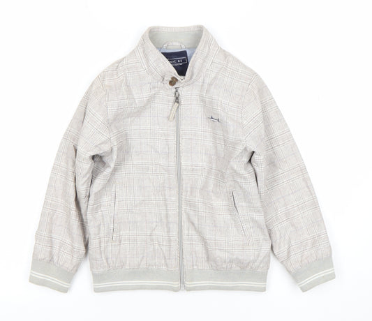 Next Boys Beige Checked Bomber Jacket 4-5 Years 100% Cotton