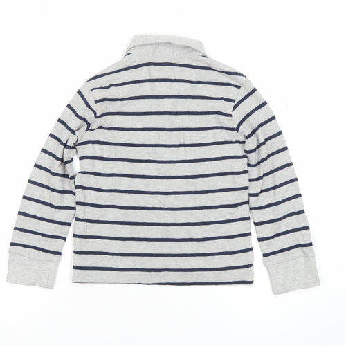 Dunnes Stores Boys Grey Striped Long Sleeve Polo Shirt 4-5 Years